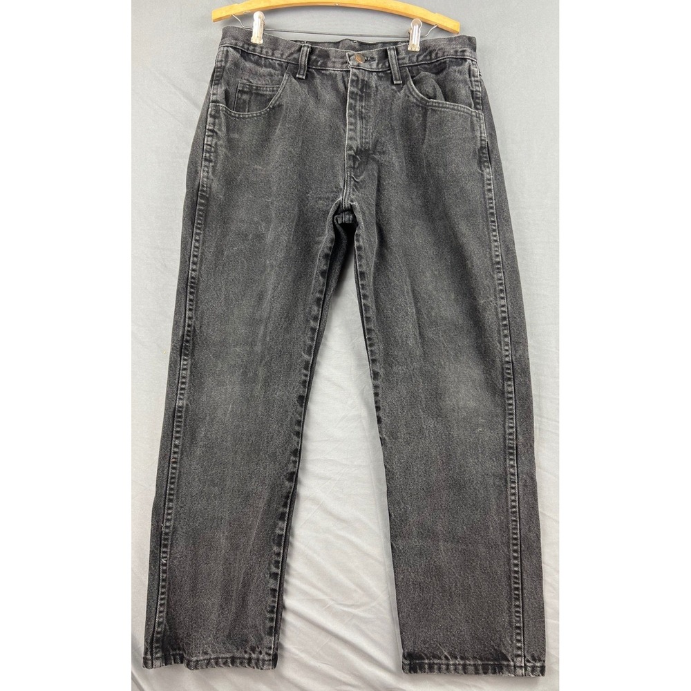 Rustler Jeans Mens 34x30 Straight Leg Faded Black Denim 100% Cotton Good
